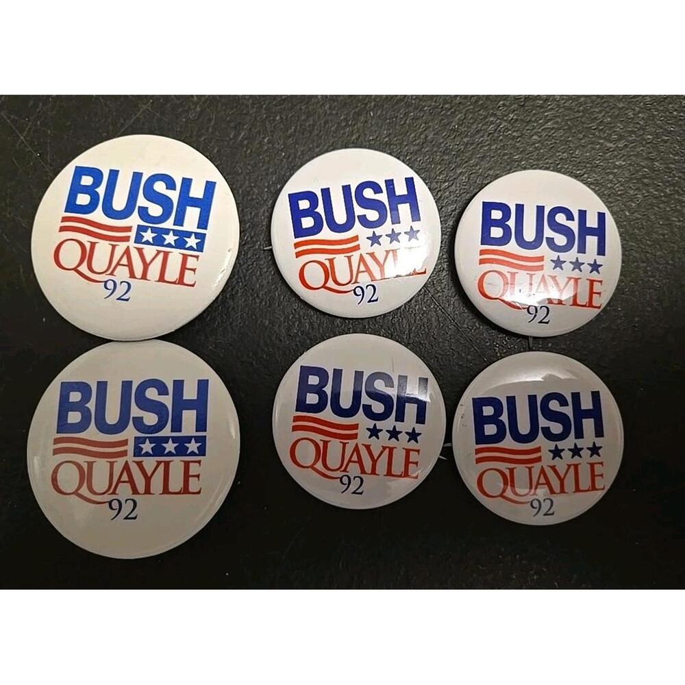6 George Bush Quayle 92 Presidential Campaign Pin Buttons